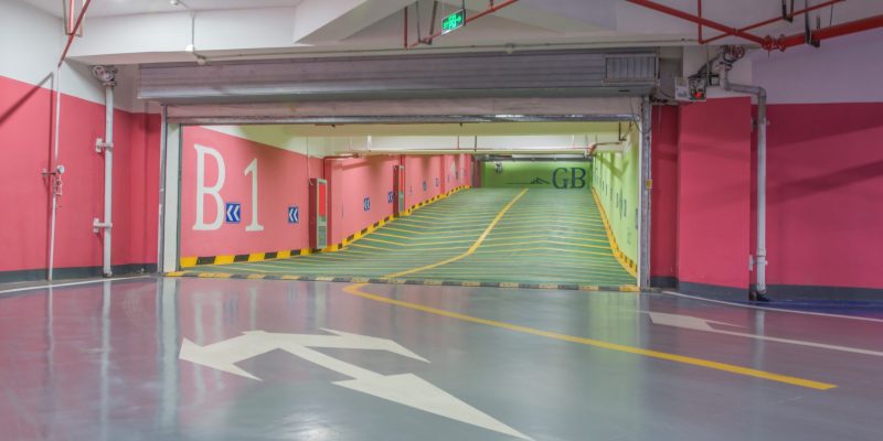 Parking garage underground interior