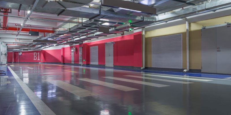 Parking garage underground interior