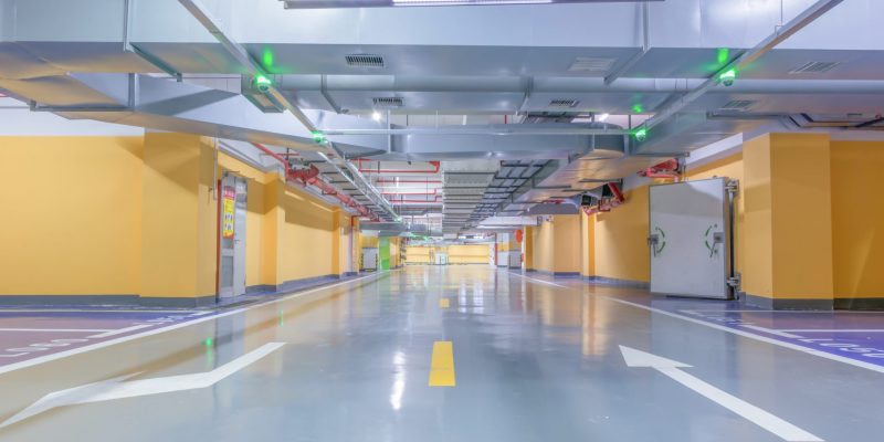 Parking garage underground interior